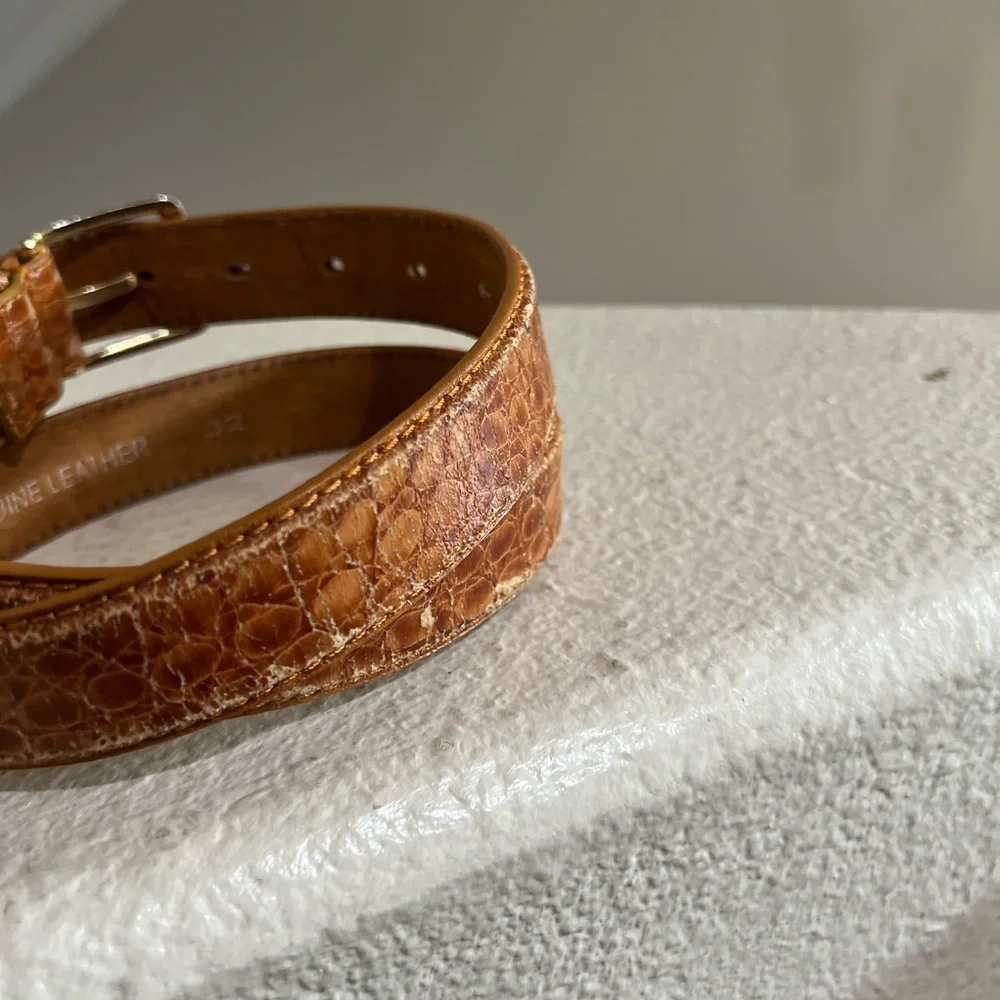 Italian brown distressed Leather Belt Mens sz 32l‎ Work Rugged Utility IGrunge